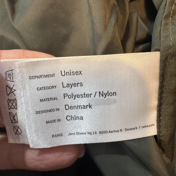 Rains Jacket Unisex XS/S Green Liner Quilted Lightweight Zip Front Layer - Picture 7 of 9